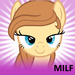 Size: 250x250 | Tagged: safe, derpibooru import, oc, oc only, oc:cream heart, earth pony, pony, bedroom eyes, female, looking at you, mare, milf, smiling, solo, spoilered image joke, text