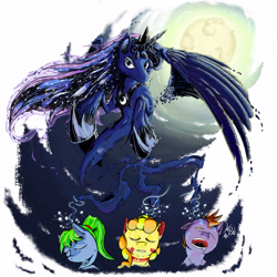 Size: 3000x3000 | Tagged: safe, artist:al-kpon, princess luna, oc, alicorn, pony, dream, dream walker luna, dreamscape, smiling