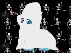 Size: 1280x960 | Tagged: artist needed, safe, derpibooru import, trixie, ghost, 30 minute art challenge, bedsheet ghost, clothes, costume, ghost costume, halloween, halloween costume, holiday, skeleton