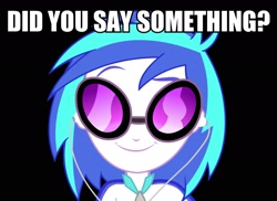 Size: 2200x1600 | Tagged: safe, dj pon-3, vinyl scratch, equestria girls, image macro, meme, reaction image, solo