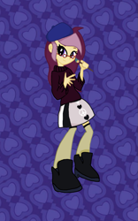 Size: 707x1131 | Tagged: safe, artist:ccartfulgrl, oc, oc only, oc:lannie lona, equestria girls, beatnik, beret, clothes, glasses, paintbrush, solo, sweater, turtleneck