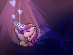 Size: 1024x768 | Tagged: safe, artist:palaceofchairs, princess cadance, alicorn, pony, female, horn, sleeping, solo