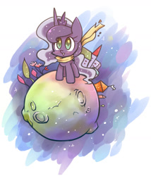 Size: 1237x1444 | Tagged: safe, artist:joycall6, princess luna, alicorn, pony, clothes, moon, scarf, solo, the little prince