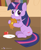 Size: 820x988 | Tagged: safe, artist:dm29, derpibooru import, twilight sparkle, unicorn twilight, pony, unicorn, apple, cute, eating, female, food, looking at you, solo, waffle