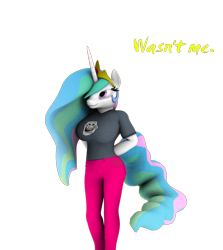 Size: 664x745 | Tagged: safe, artist:sparkyfox, princess celestia, alicorn, anthro, 3d, breasts, cg, female, princess breastia, simple background, solo, source filmmaker, transparent background, trollestia, trollface, wingless, wingless anthro