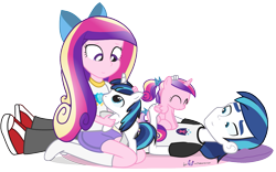 Size: 1125x700 | Tagged: safe, artist:dm29, princess cadance, shining armor, equestria girls, cuddling, cute, cutedance, equestria girls-ified, filly, hnnng, human ponidox, julian yeo is trying to murder us, petting, pony pet, self ponidox, shining adorable, simple background, snuggling, square crossover, transparent background, vector