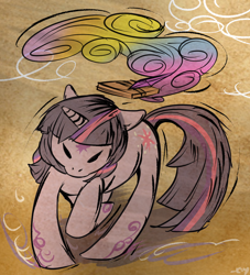 Size: 1000x1100 | Tagged: safe, artist:kayziomau, derpibooru import, twilight sparkle, crossover, okami, style emulation