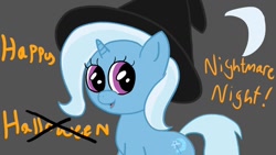 Size: 1280x720 | Tagged: safe, artist:askreformedtrixe, derpibooru import, trixie, happy, nightmare night, smiling