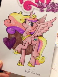 Size: 1024x1365 | Tagged: safe, artist:katiecandraw, princess cadance, alicorn, pony, female, horn, solo, traditional art