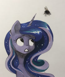 Size: 1711x2046 | Tagged: safe, artist:katputze, princess luna, alicorn, fly, pony, d:, markers, solo, traditional art