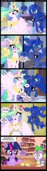 Size: 1000x3550 | Tagged: safe, artist:coltsteelstallion, princess celestia, princess luna, rarity, smarty pants, spike, twilight sparkle, alicorn, dragon, pony, unicorn, comic:a love letter, blushing, comic, eyes closed, female, happy, heart, letter, love letter, magic, male, oh crap, open mouth, shipping, sparity, straight, this will end in tears, this will not end well, tower of pimps, uh oh