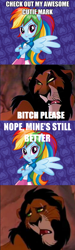 Size: 524x1750 | Tagged: safe, rainbow dash, equestria girls, african lion, awesome cutie mark, clothes, exploitable meme, feminism, image macro, meme, scar, scar (the lion king), shirt, skir, sweatshirt, t-shirt, the lion king