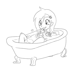 Size: 895x864 | Tagged: safe, artist:mt, lyra heartstrings, equestria girls, bath, equestria girls-ified, monochrome, nudity, solo