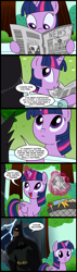 Size: 600x2100 | Tagged: safe, artist:madmax, twilight sparkle, twilight sparkle (alicorn), alicorn, human, pony, equestria girls, batman, comic, crossover, twiscream, twoiloight spahkle