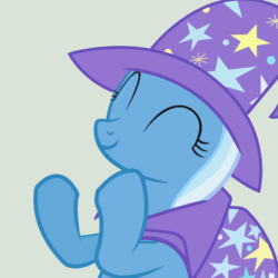 Size: 720x720 | Tagged: safe, artist:mihaaaa, derpibooru import, trixie, pony, unicorn, animated, clapping, clapping ponies, female, happy, mare, simple background, solo