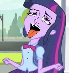 Size: 661x700 | Tagged: safe, artist:megasweet, edit, edited screencap, screencap, twilight sparkle, equestria girls, equestria girls (movie), ahegao, cropped, exploitable meme, meme, solo, twiscream, what has science done