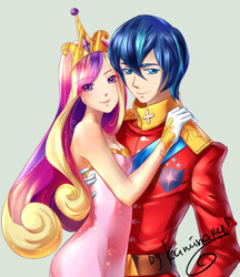 Size: 862x1000 | Tagged: safe, artist:kaminary-san, princess cadance, shining armor, human, clothes, humanized, light skin