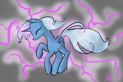 Size: 1800x1200 | Tagged: safe, artist:bananimationofficial, derpibooru import, trixie, pony, unicorn, blue coat, female, horn, magic, mare, solo, two toned mane