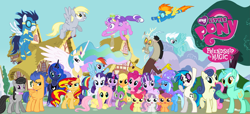 Size: 2533x1157 | Tagged: safe, artist:dutchatlantic13, derpibooru import, apple bloom, applejack, bon bon, derpy hooves, discord, dj pon-3, flash sentry, fleetfoot, fluttershy, lyra heartstrings, octavia melody, pinkie pie, princess celestia, princess luna, rainbow dash, rarity, scootaloo, screwball, soarin', spike, spitfire, starlight glimmer, sunset shimmer, sweetie belle, sweetie drops, trixie, twilight sparkle, twilight sparkle (alicorn), vinyl scratch, alicorn, dragon, earth pony, pegasus, pony, unicorn, cutie mark crusaders, mane seven, mane six, wall of tags, wrong aspect ratio