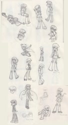 Size: 890x1637 | Tagged: safe, artist:khuzang, applejack, twilight sparkle, equestria girls, clothes, crossover, humanized, lineart, sketch, sketch dump, skirt, traditional art