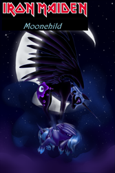 Size: 683x1024 | Tagged: safe, artist:fantaprime, edit, nightmare moon, princess luna, alicorn, pony, crying, duality, iron maiden, metal, moon, s1 luna