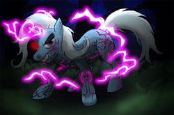 Size: 1000x661 | Tagged: safe, artist:unoservix, derpibooru import, trixie, pony, unicorn, electricity, female, glowing eye, mare, solo