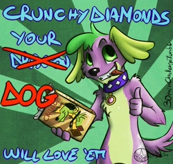 Size: 1000x948 | Tagged: safe, artist:aeritus, spike, anthro, dog, equestria girls, 30 minute art challenge, signature, spike the dog, sunburst background, thumbs up