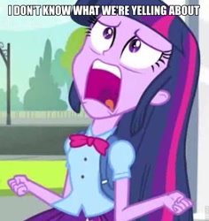 Size: 716x758 | Tagged: safe, edit, edited screencap, screencap, twilight sparkle, equestria girls, equestria girls (movie), anchorman, caption, cropped, exploitable meme, solo, twiscream