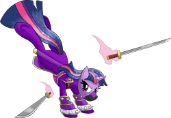 Size: 1422x983 | Tagged: safe, artist:infernaldalek, derpibooru import, twilight sparkle, pony, clothes, costume, crossover, female, league of legends, levitation, magic, mare, ninja, shen, simple background, solo, sword, telekinesis, transparent background, weapon