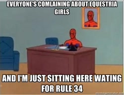 Size: 400x306 | Tagged: safe, equestria girls, 60s spider-man, barely pony related, desk, exploitable meme, meme, memegenerator, porn when, rule 34, spider-man