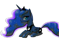 Size: 3000x2120 | Tagged: safe, artist:coma392, princess luna, alicorn, pony, pixiv, prone, simple background, solo