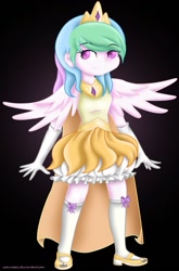 Size: 727x1099 | Tagged: safe, artist:zoevulpez, princess celestia, human, humanized, solo, winged humanization, younger