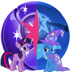 Size: 512x512 | Tagged: safe, artist:flutterflyraptor, derpibooru import, trixie, twilight sparkle, google chrome, icon