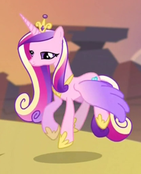 Size: 414x512 | Tagged: safe, screencap, princess cadance, alicorn, pony, three's a crowd, derp, flying, smiling, solo, spread wings