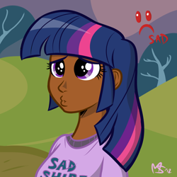 Size: 962x962 | Tagged: safe, artist:ashesg, artist:megasweet, derpibooru import, twilight sparkle, dark skin, duckface, humanized