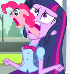 Size: 716x758 | Tagged: safe, edit, edited screencap, screencap, pinkie pie, twilight sparkle, earth pony, pony, equestria girls, equestria girls (movie), exploitable meme, female, forever, mare, meme, twiscream