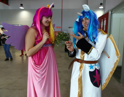 Size: 1200x938 | Tagged: safe, artist:evilarticfox, princess cadance, shining armor, human, cosplay, irl, irl human, photo