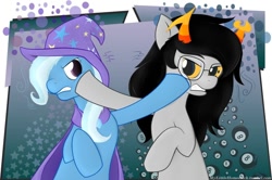 Size: 850x566 | Tagged: safe, artist:re6ellion, derpibooru import, trixie, crossover, homestuck, ponified, sissy slap fight, vriska serket