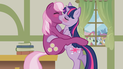 Size: 5000x2813 | Tagged: safe, artist:crookedtrees, artist:somepony, derpibooru import, apple bloom, cheerilee, scootaloo, sweetie belle, twilight sparkle, unicorn twilight, earth pony, pony, unicorn, blushing, cheerilight, female, kissing, lesbian, mare, ponyville schoolhouse, shipping