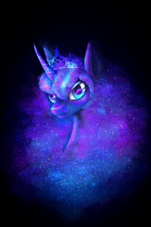 Size: 1600x2416 | Tagged: safe, artist:f-15ailce, princess luna, alicorn, pony, female, horn, mare, simple background, solo