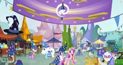 Size: 1920x1010 | Tagged: safe, screencap, princess cadance, star swirl the bearded, twilight sparkle, twilight sparkle (alicorn), alicorn, pony, three's a crowd, cosplay, female, mare