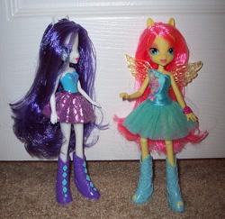 Size: 640x623 | Tagged: safe, fluttershy, rarity, equestria girls, doll, irl, official, photo, toy