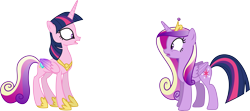 Size: 9025x4000 | Tagged: safe, artist:gamemasterluna, princess cadance, twilight sparkle, twilight sparkle (alicorn), alicorn, pony, three's a crowd, .svg available, duo, female, mane swap, mare, simple background, sisters-in-law, transparent background, vector