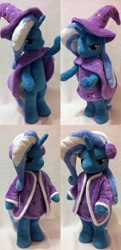 Size: 1024x2114 | Tagged: safe, artist:agatrix, derpibooru import, trixie, pony, anthro plushie, bipedal, cape, clothes, hat, irl, photo, plushie, solo, trixie's cape, trixie's hat, winter