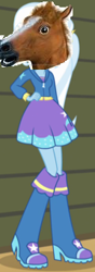 Size: 120x340 | Tagged: safe, derpibooru import, edit, edited screencap, screencap, trixie, equestria girls, rainbow rocks, 1000 hours in ms paint, boots, clothes, hand on hip, high heel boots, hoers mask, horse head, jacket, mask, raised leg, skirt, solo, what has science done