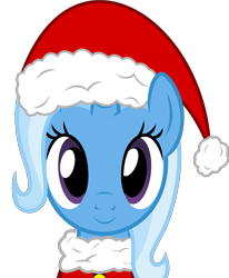 Size: 6979x8464 | Tagged: safe, artist:pink1ejack, derpibooru import, part of a set, trixie, pony, unicorn, absurd resolution, female, hat, looking at you, mare, santa hat, simple background, smiling, solo, transparent background, vector