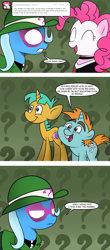 Size: 1250x2850 | Tagged: safe, artist:forrealz, derpibooru import, pinkie pie, snails, snips, trixie, earth pony, pony, askbatmareandrobinloo, batman, comic, harley quinn, parody, the riddler, tumblr