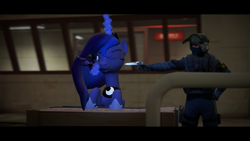 Size: 1366x768 | Tagged: safe, artist:fezwearingdoctor, princess luna, alicorn, pony, 3d, counter-strike, gamer luna, gmod, gun