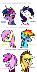 Size: 953x1826 | Tagged: safe, artist:ghost, derpibooru import, applejack, fluttershy, pinkie pie, rainbow dash, rarity, twilight sparkle, earth pony, pegasus, pony, unicorn, female, lesbian, mane six