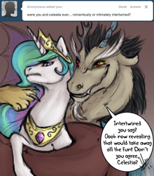 Size: 500x569 | Tagged: safe, discord, princess celestia, alicorn, pony, ask, ask lord discord, tumblr